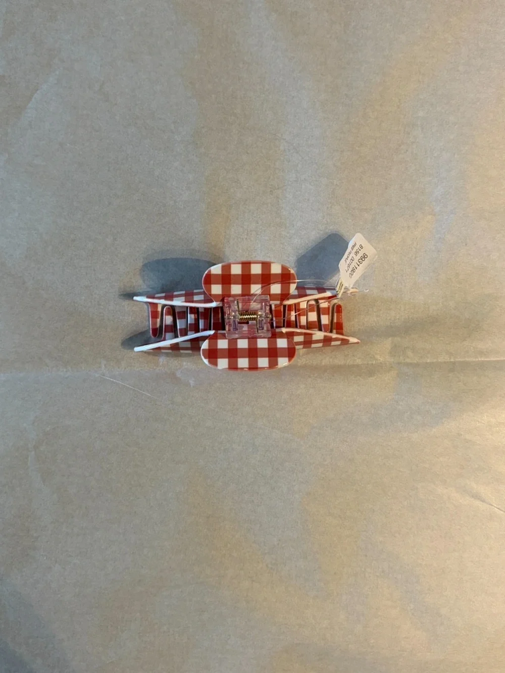 Free People Larson Jumbo Claw Clip Red White Gingham Flower Appliqué NEW NWT